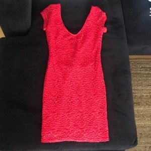 Red lace mini tight dress in xs
